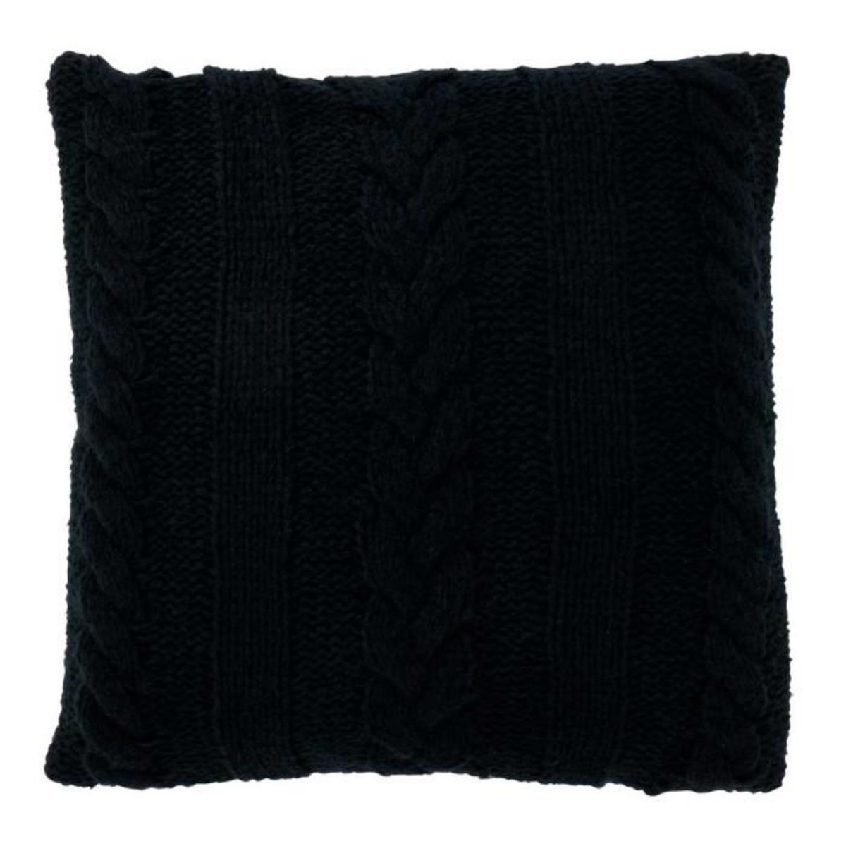 Paris Prix Coussin Déco Tricoté  Twist  45x45cm Noir