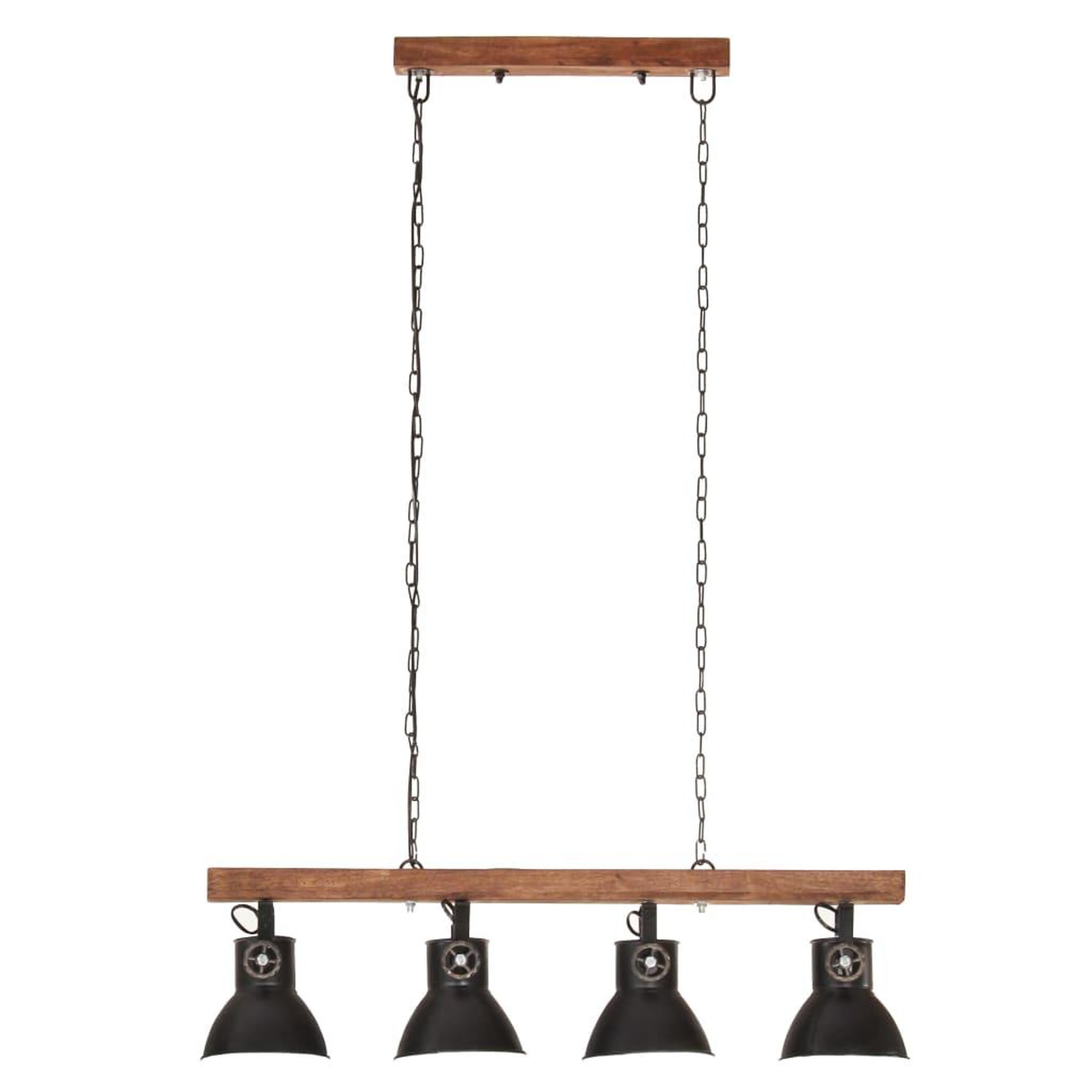 Voir la diapositive 4 : VIDAXL Plafonnier industriel Noir E27 Bois de manguier