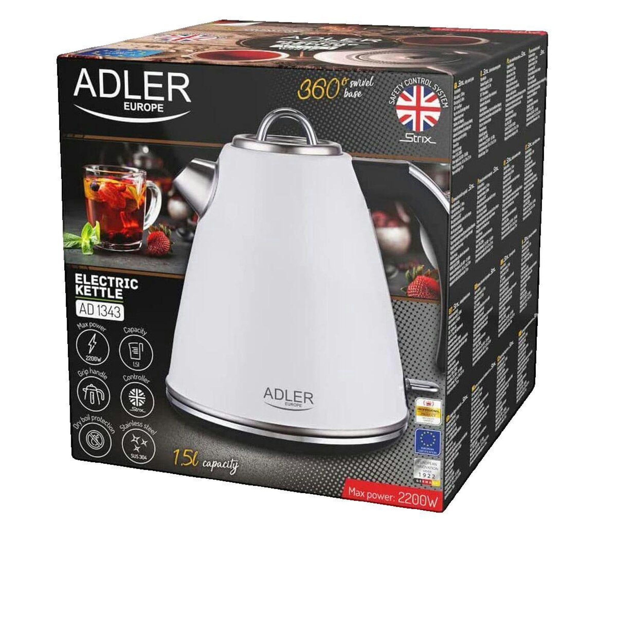 Voir la diapositive 2 : ADLER Bouilloire Adler 1,5 litre puissance réglable