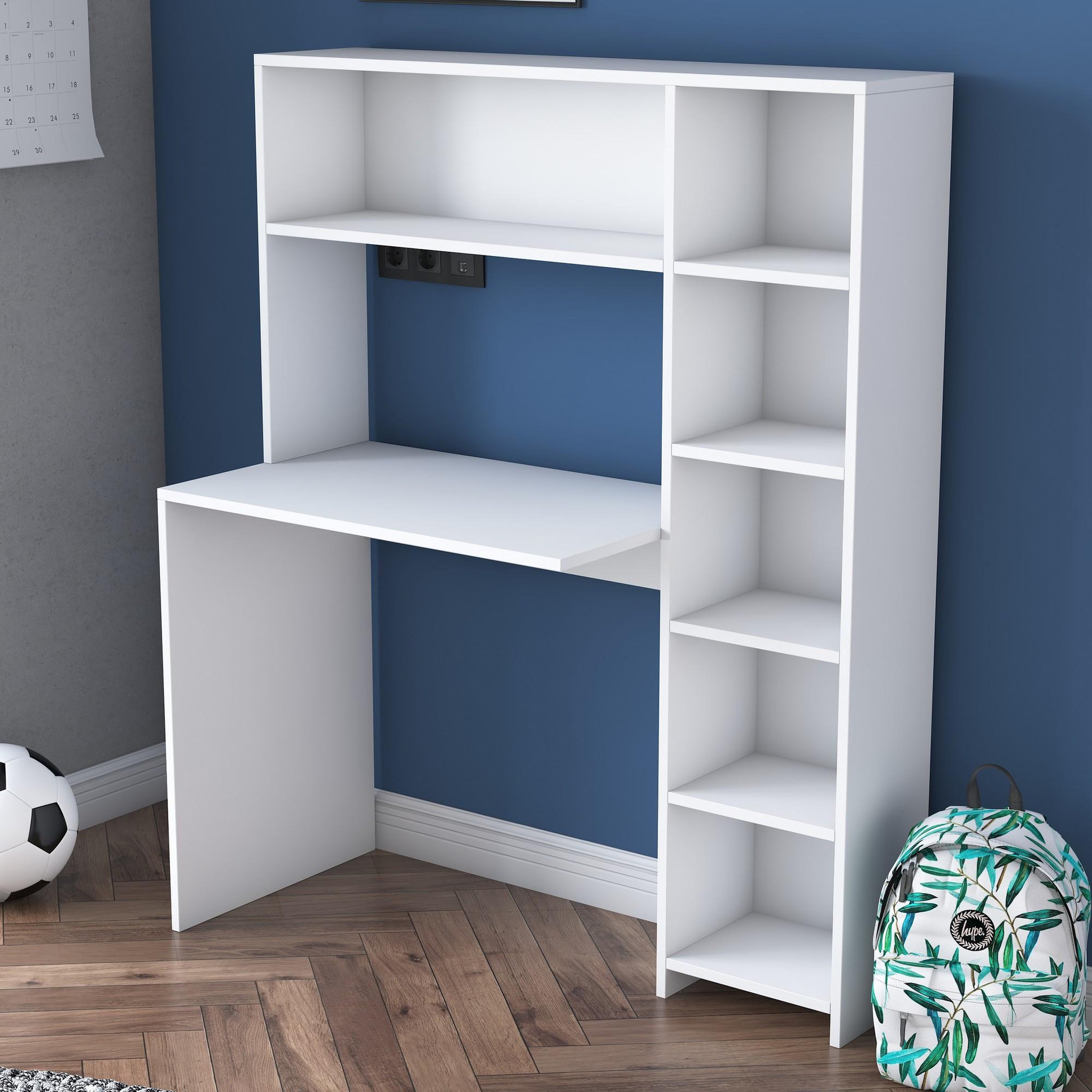 Voir la diapositive 4 : Habitat et Jardin bureau en bois  Haham  113 x 40 x 142 cm - Blanc