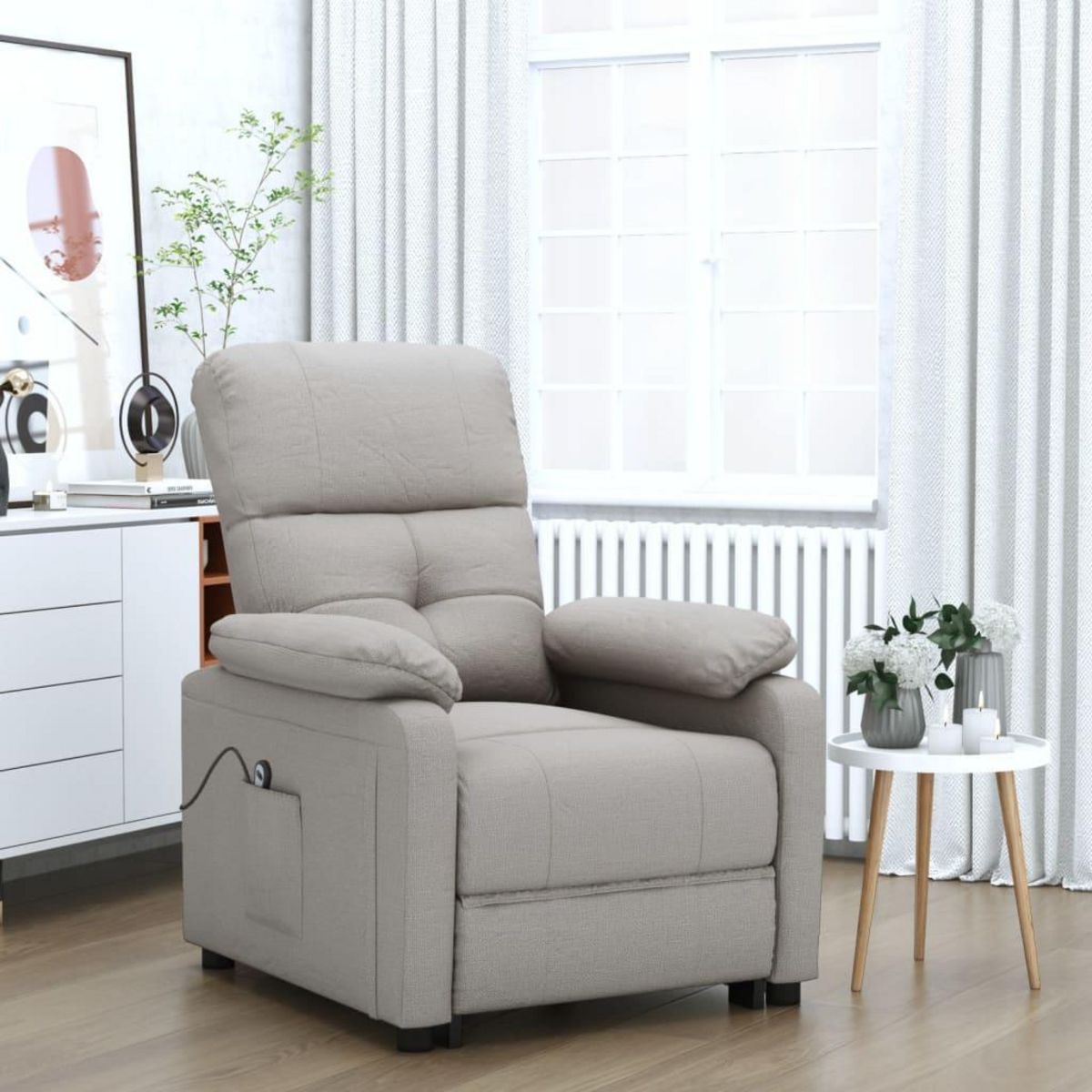 VIDAXL Fauteuil inclinable electrique Taupe Tissu