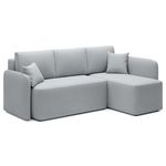 BEST MOBILIER Suzie - canapé d'angle droit 4 places convertible avec coffre en velours. Coloris disponibles : Gris, Marron