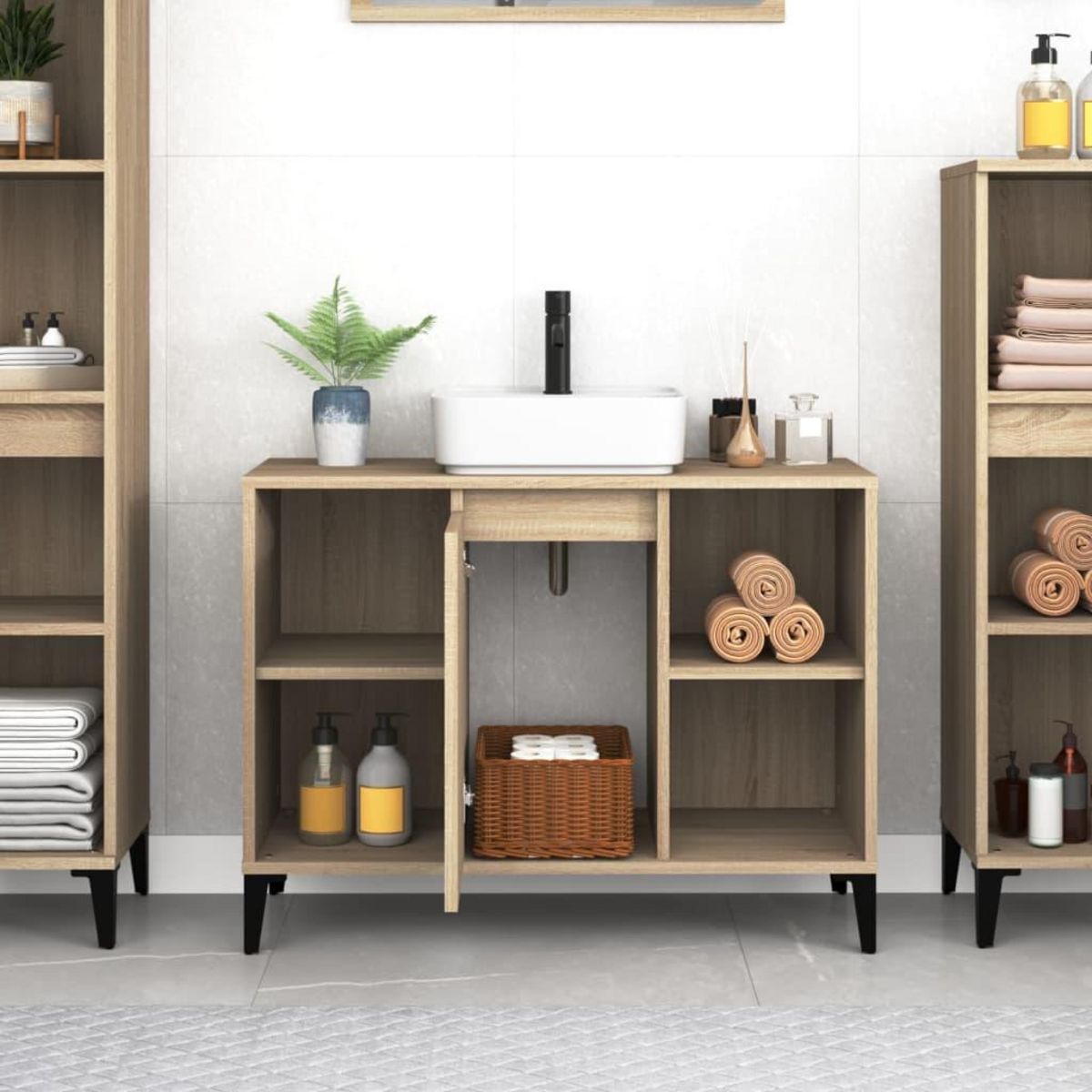 VIDAXL Meuble d'evier chene sonoma 80x33x60 cm bois d'ingenierie