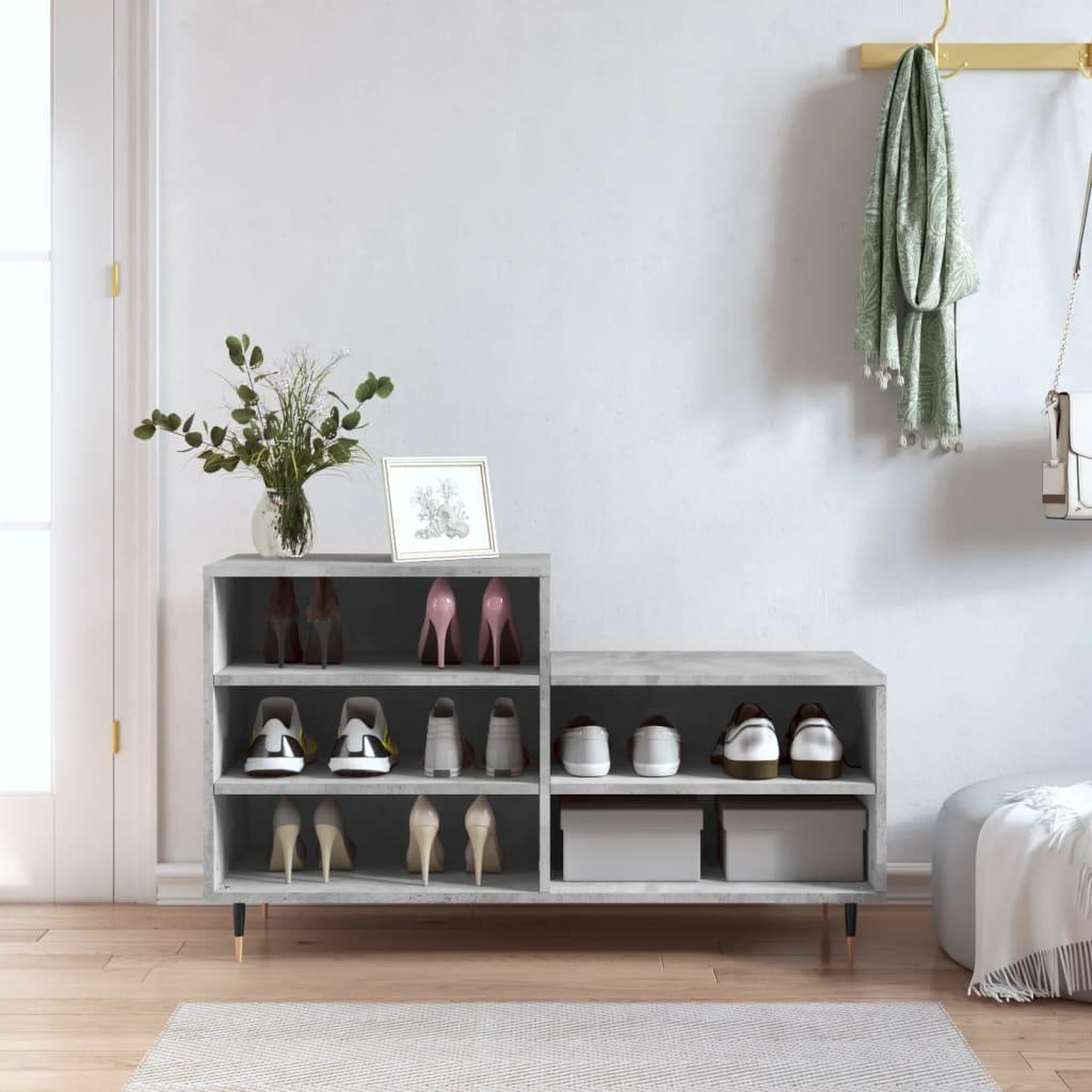 VIDAXL Armoire a chaussures Gris beton 102x36x60 cm Bois d'ingenierie