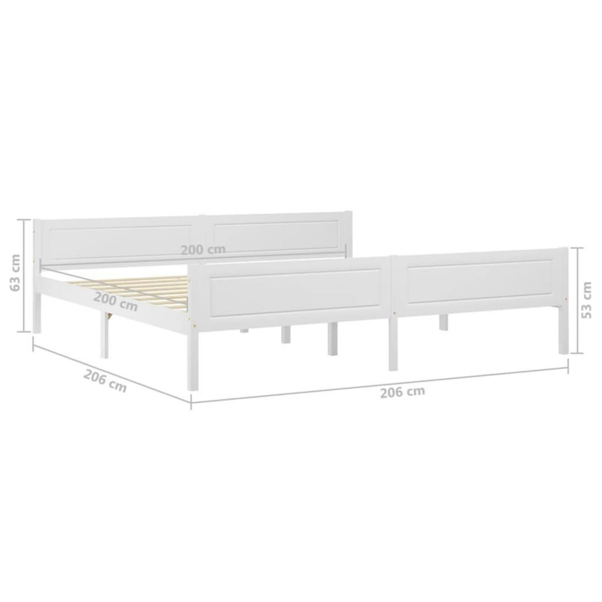 VIDAXL Cadre de lit sans matelas bois massif de pin blanc 200x200 cm