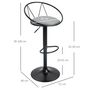 Voir la diapositive 3 : HOMCOM Lot de 2 tabourets de bar design néo-rétro réglable pivotant avec repose-pied métal noir lin gris