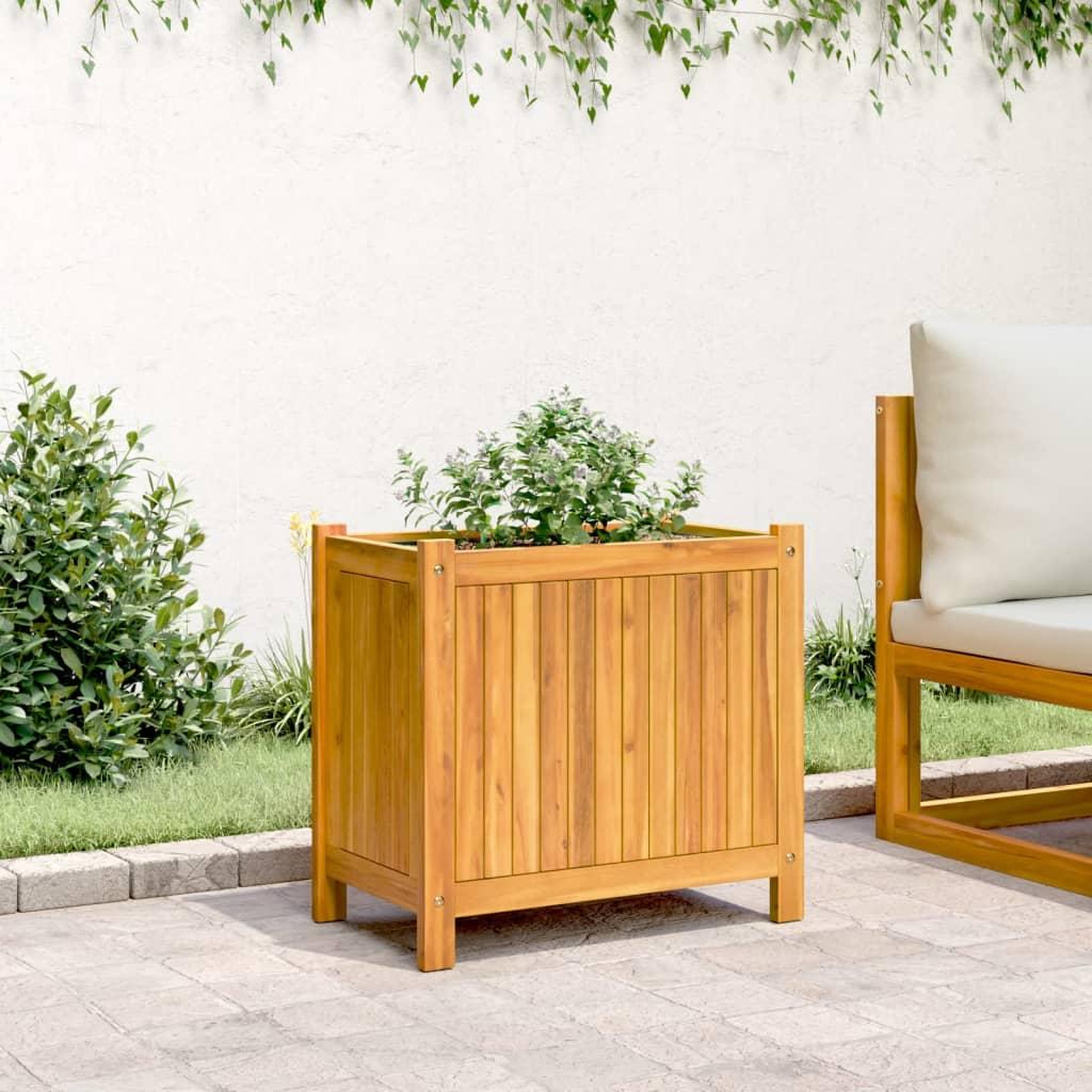 Voir la diapositive 3 : VIDAXL Jardiniere avec doublure 54x31x50 cm bois massif d'acacia