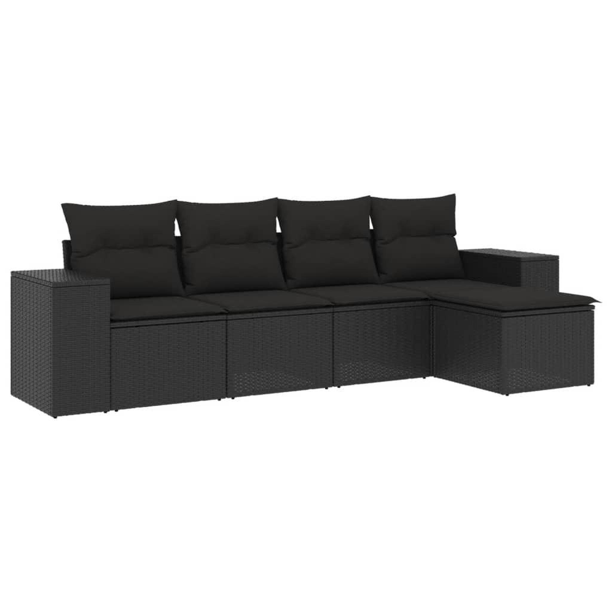 Voir la diapositive 2 : VIDAXL Salon de jardin 5 pcs avec coussins noir resine tressee