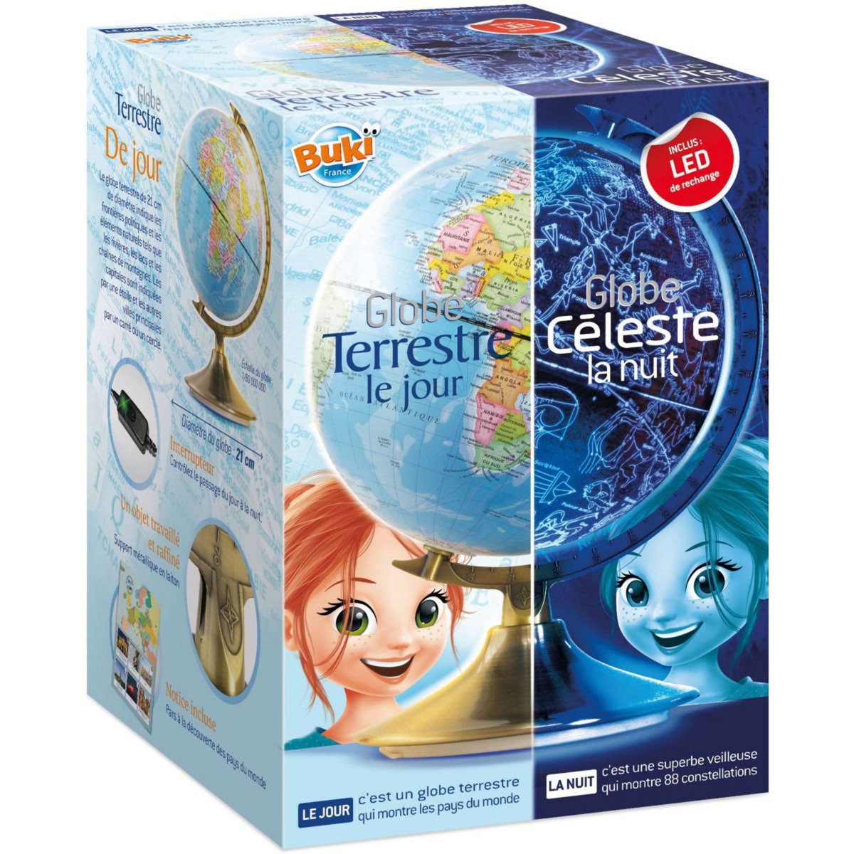 BUKI Globe terrestre Globe jour et nuit