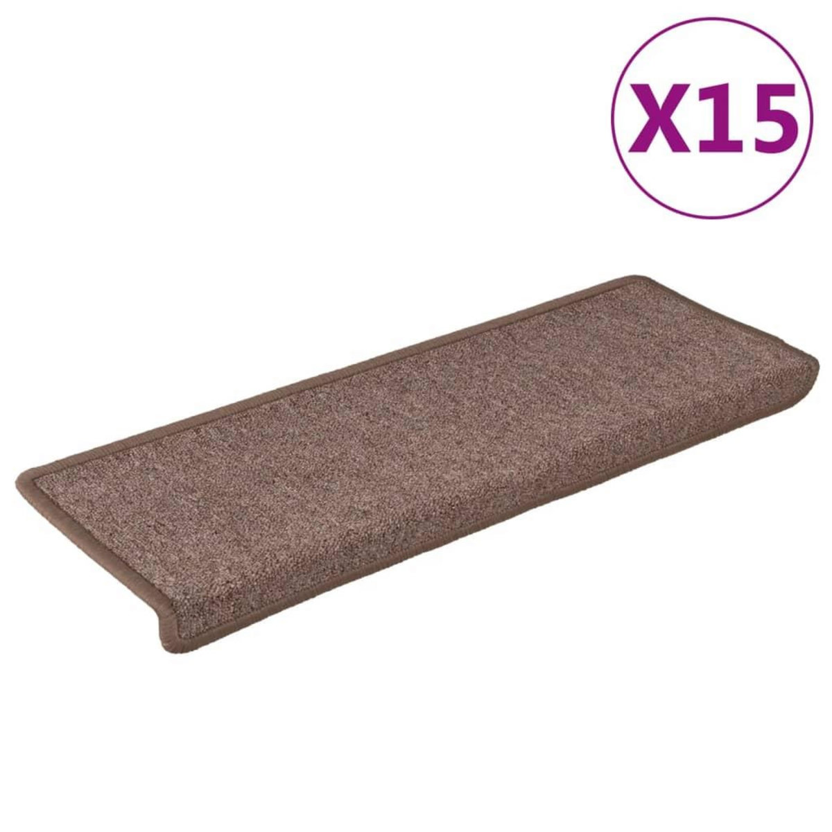 VIDAXL Tapis d'escalier 15 pcs 65x21x4 cm Marron