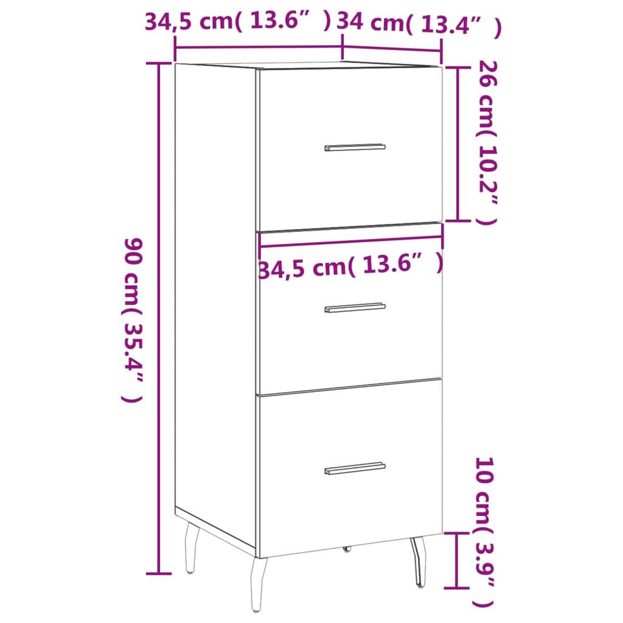 Voir la diapositive 6 : VIDAXL Buffet Chene sonoma 34,5x34x90 cm Bois d'ingenierie