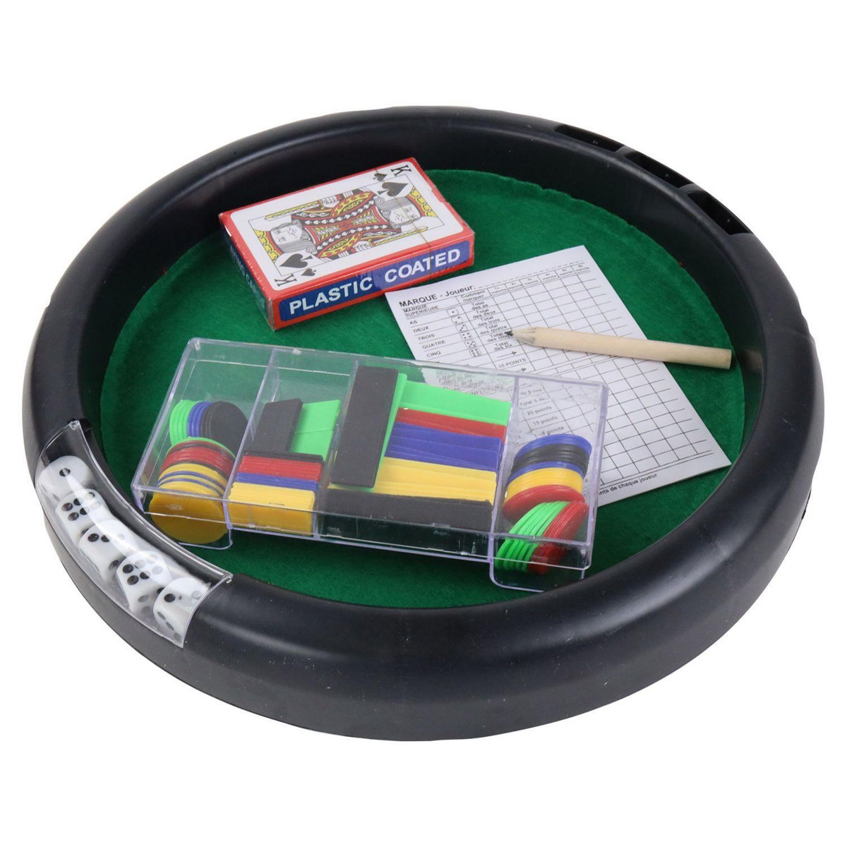 MGM Jeu Piste de Yams 5 dès et jetons +Jeu de Poker