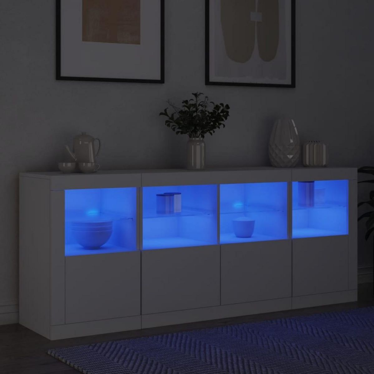 VIDAXL Buffet avec lumieres LED blanc 163x37x67 cm