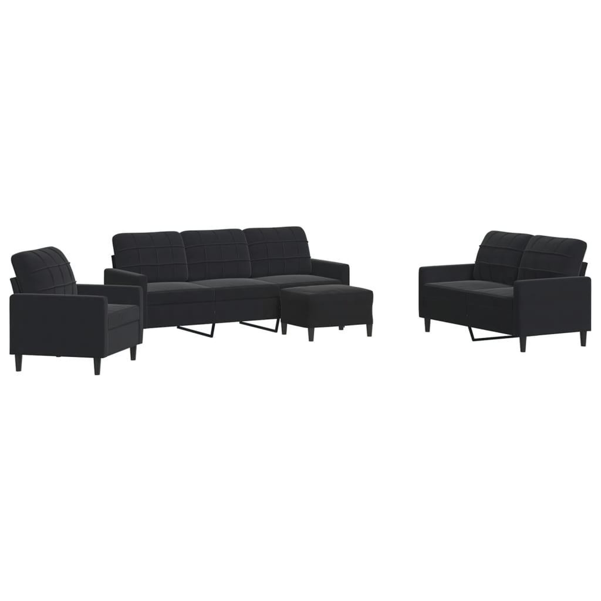 Voir la diapositive 2 : VIDAXL Ensemble de canapes 4 pcs avec coussins Noir Velours