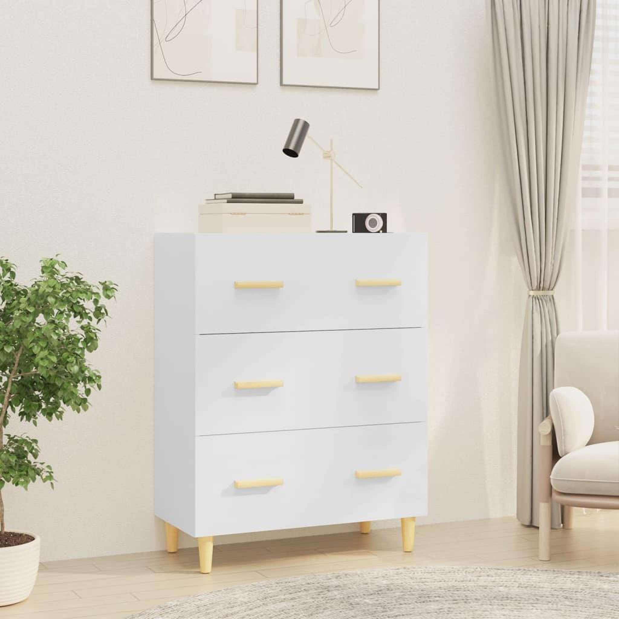 Voir la diapositive 1 : VIDAXL Buffet Blanc brillant 70x34x90 cm Bois d'ingenierie