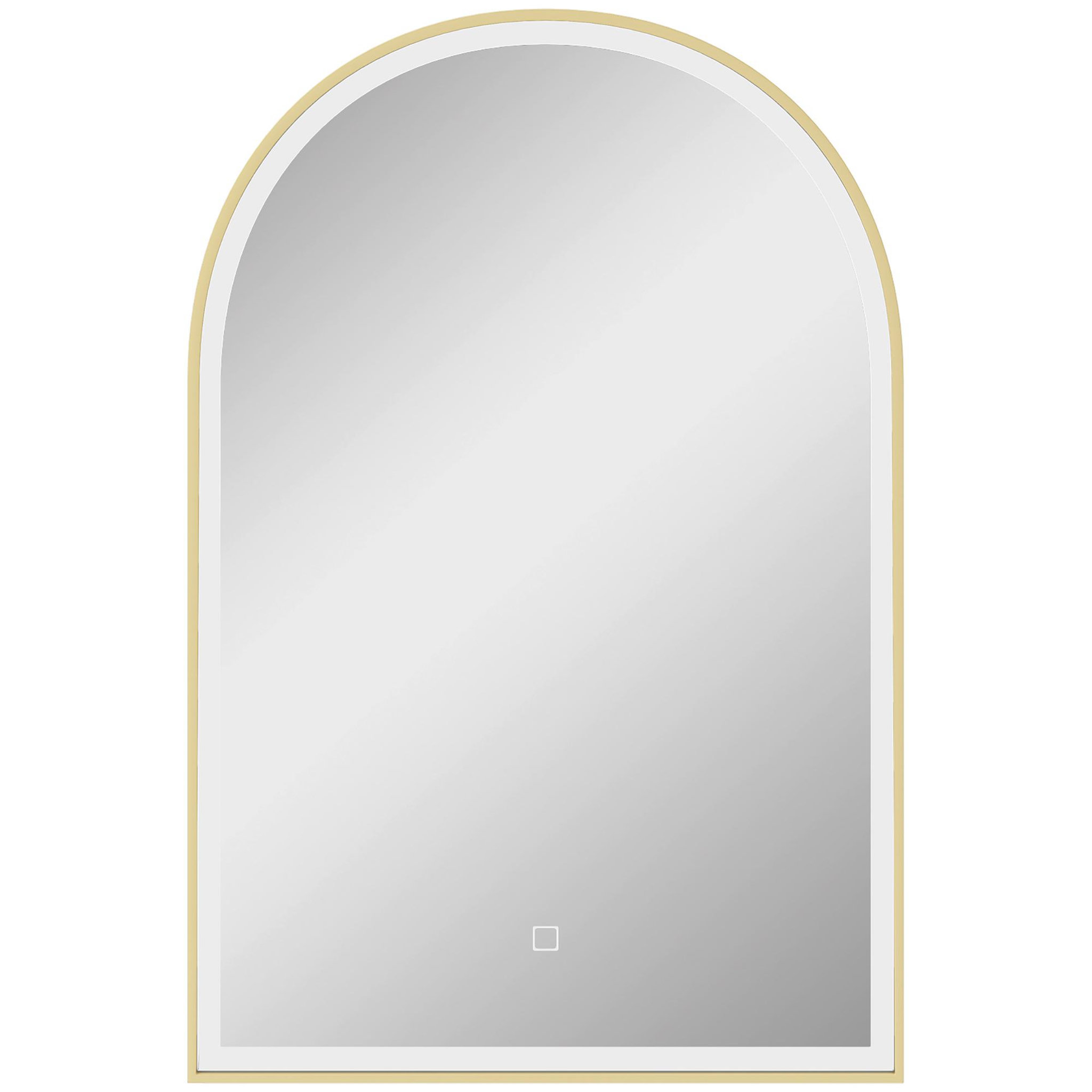 HOMCOM Miroir lumineux led arqué de salle de bain 90 x 60 cm - tactile, réglable, anti-buée - alu doré