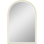 HOMCOM Miroir lumineux LED arqué de salle de bain 90 x 60 cm - tactile, réglable, anti-buée - alu doré