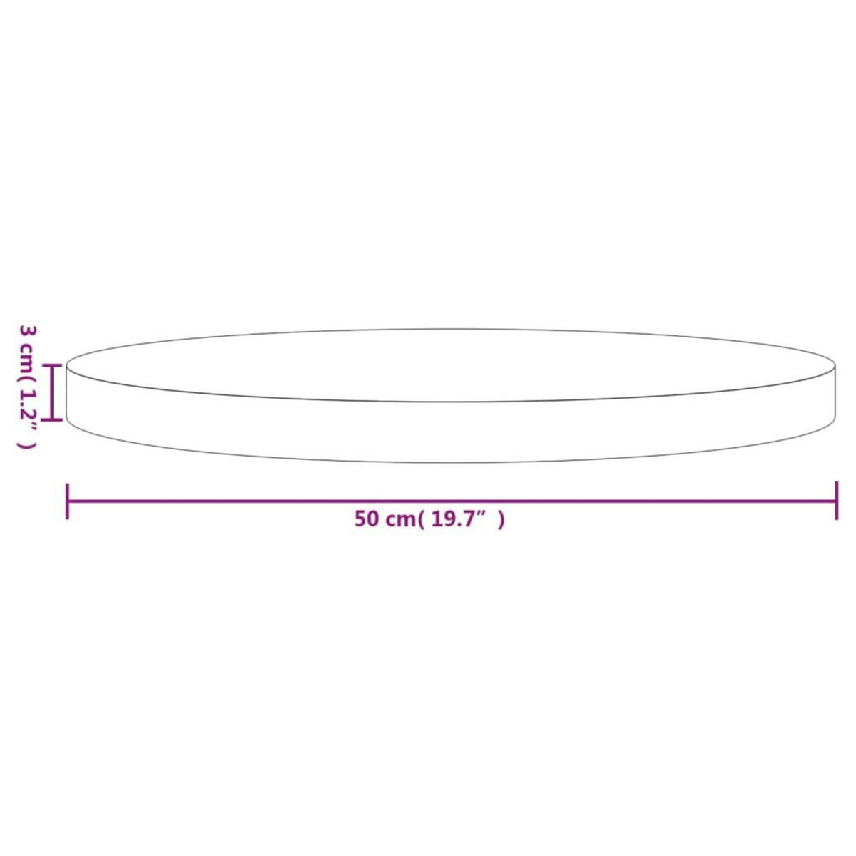 VIDAXL Dessus de table rond Ø50x3 cm bois de pin massif
