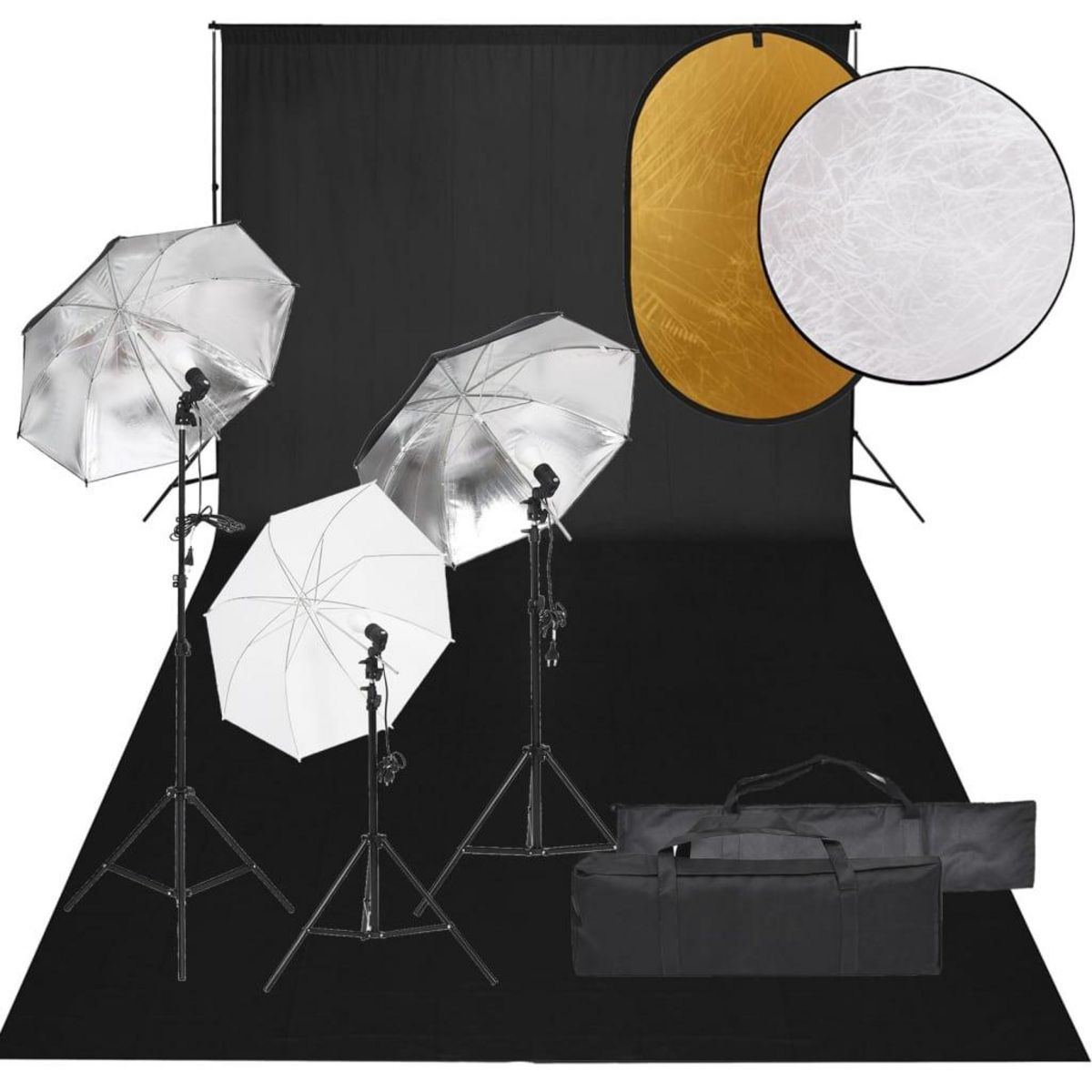 VIDAXL Kit de studio photo avec eclairage toile de fond et reflecteur