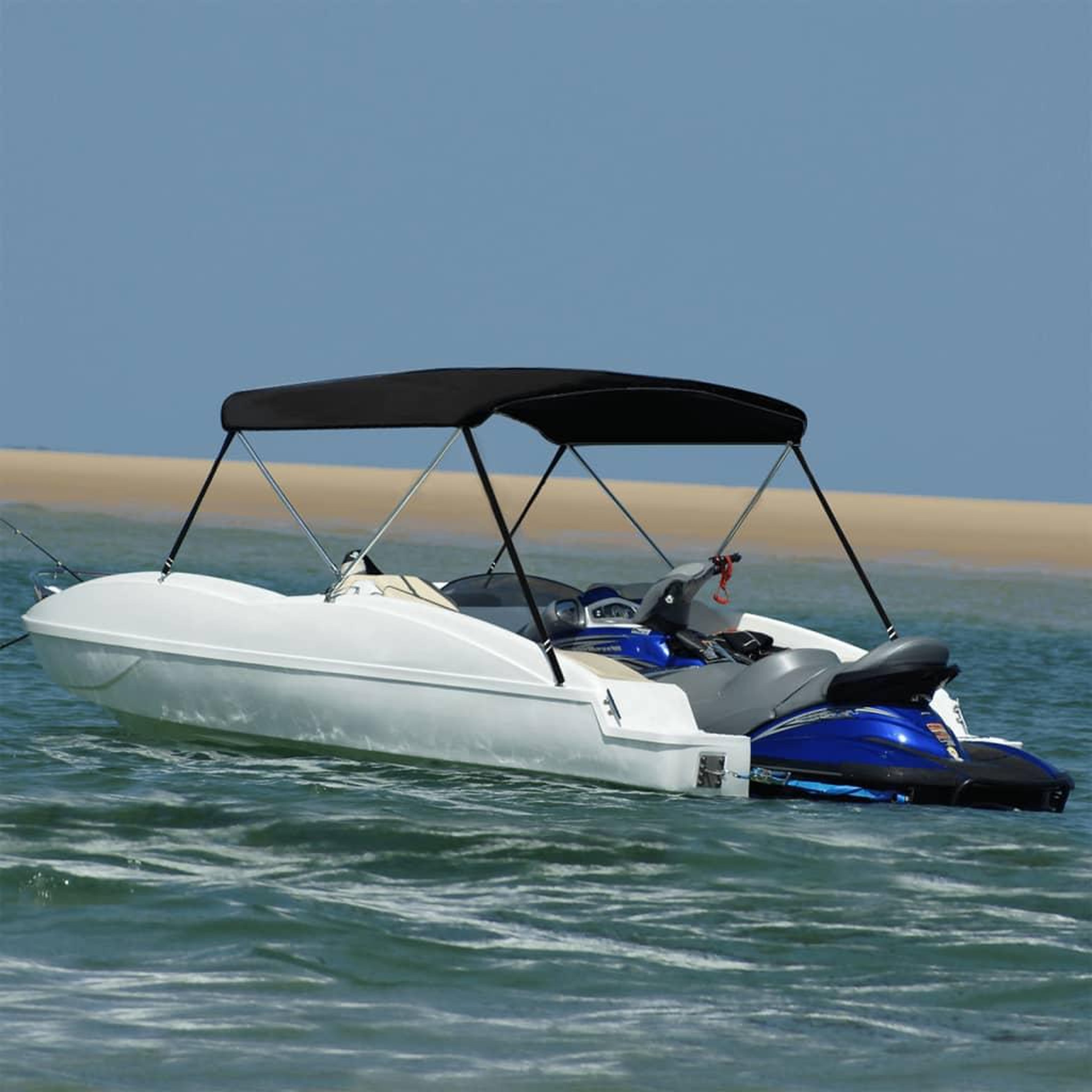VIDAXL Auvent bimini a 2 arceaux noir 180x130x110 cm