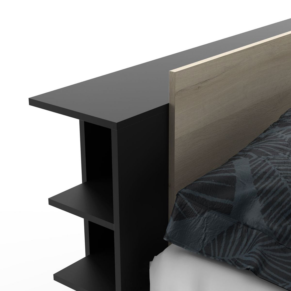 Lit 140x190/200 cm avec rangements 2 tiroirs 2 niches LOREDANA