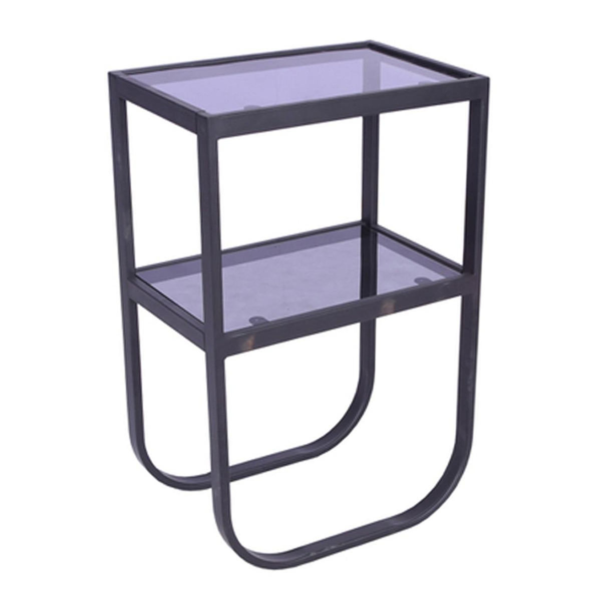 Paris Prix Table de Chevet en Verre  Rocker  70cm Noir