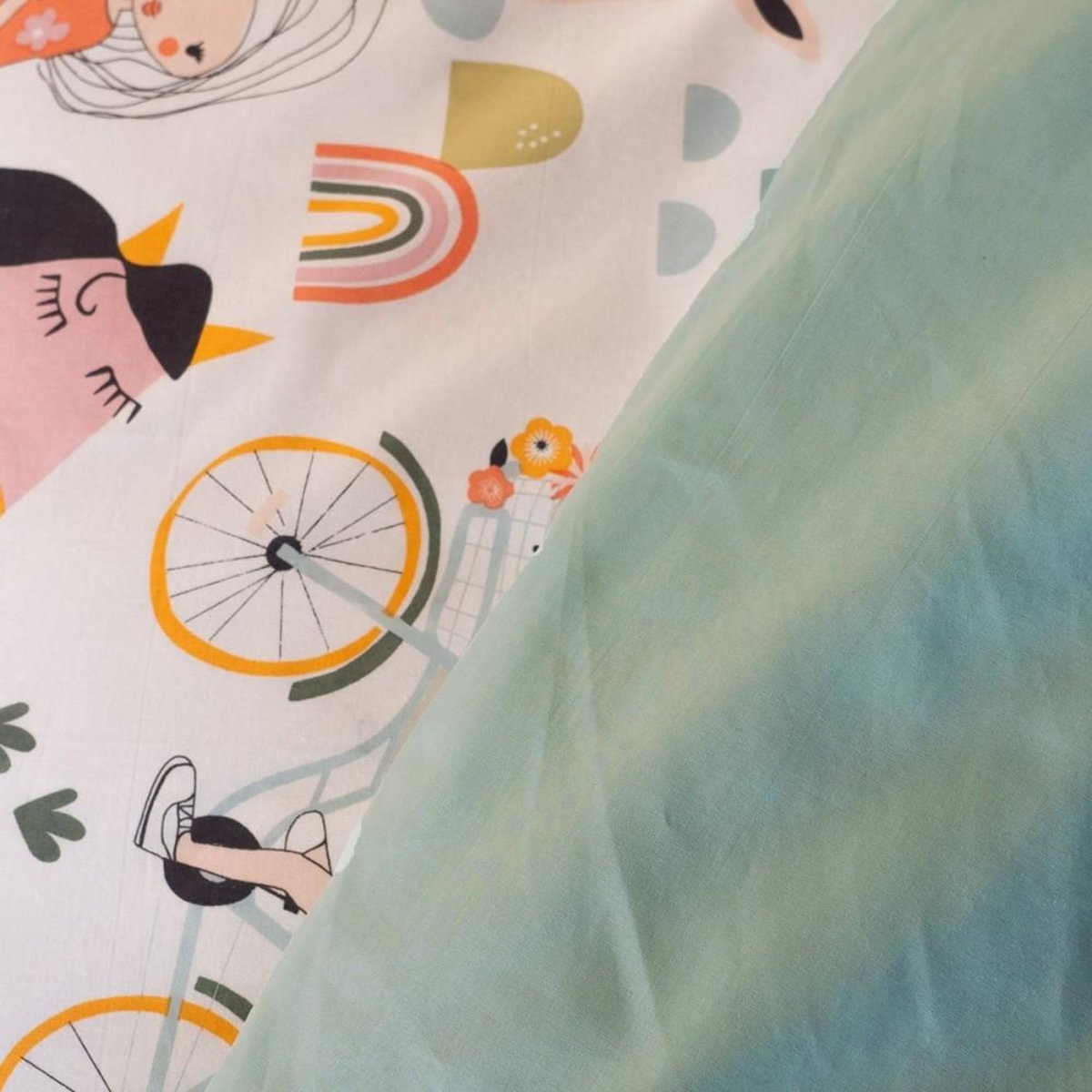 COTE DECO Housse de couette 140x200 + 1 taie Tess rando coton 57 fils