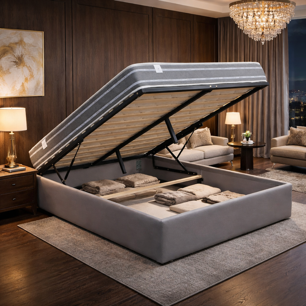 KING OF DREAMS Ensemble Lit Coffre et Matelas  Ferme Très Respirant Tissu