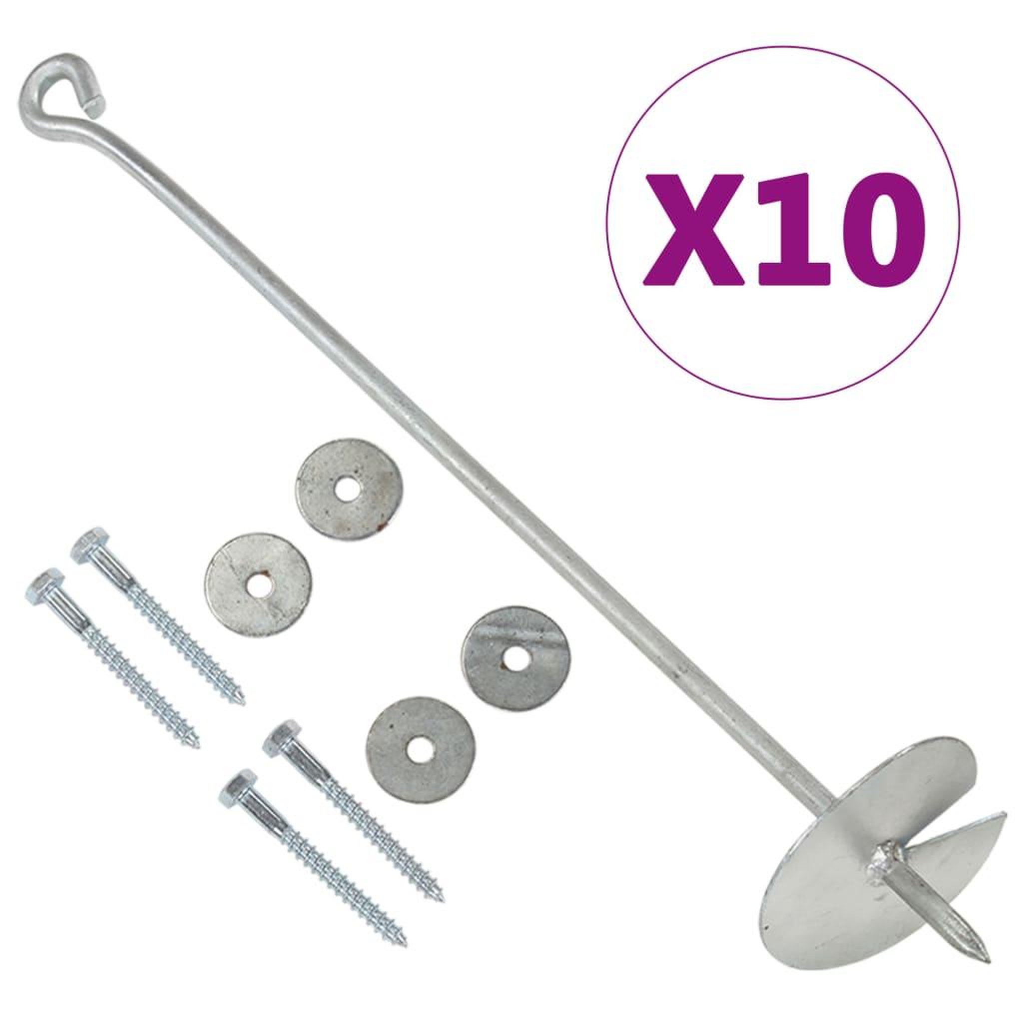 Voir la diapositive 1 : VIDAXL Ancres de terre 10 pcs 10x60 cm Metal galvanise