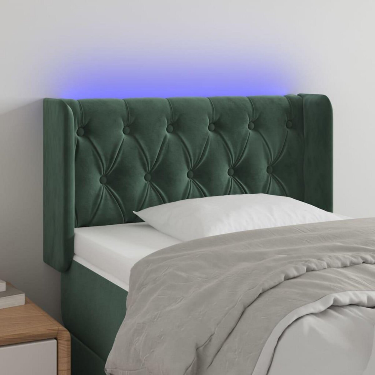 VIDAXL Tete de lit a LED Vert fonce 83x16x78/88 cm Velours