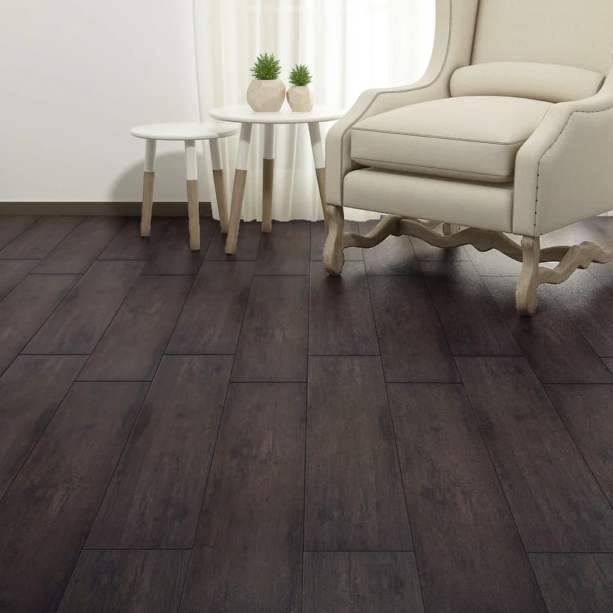 Voir la diapositive 4 : VIDAXL Planches de plancher PVC Non auto-adhesif Chene gris fonce