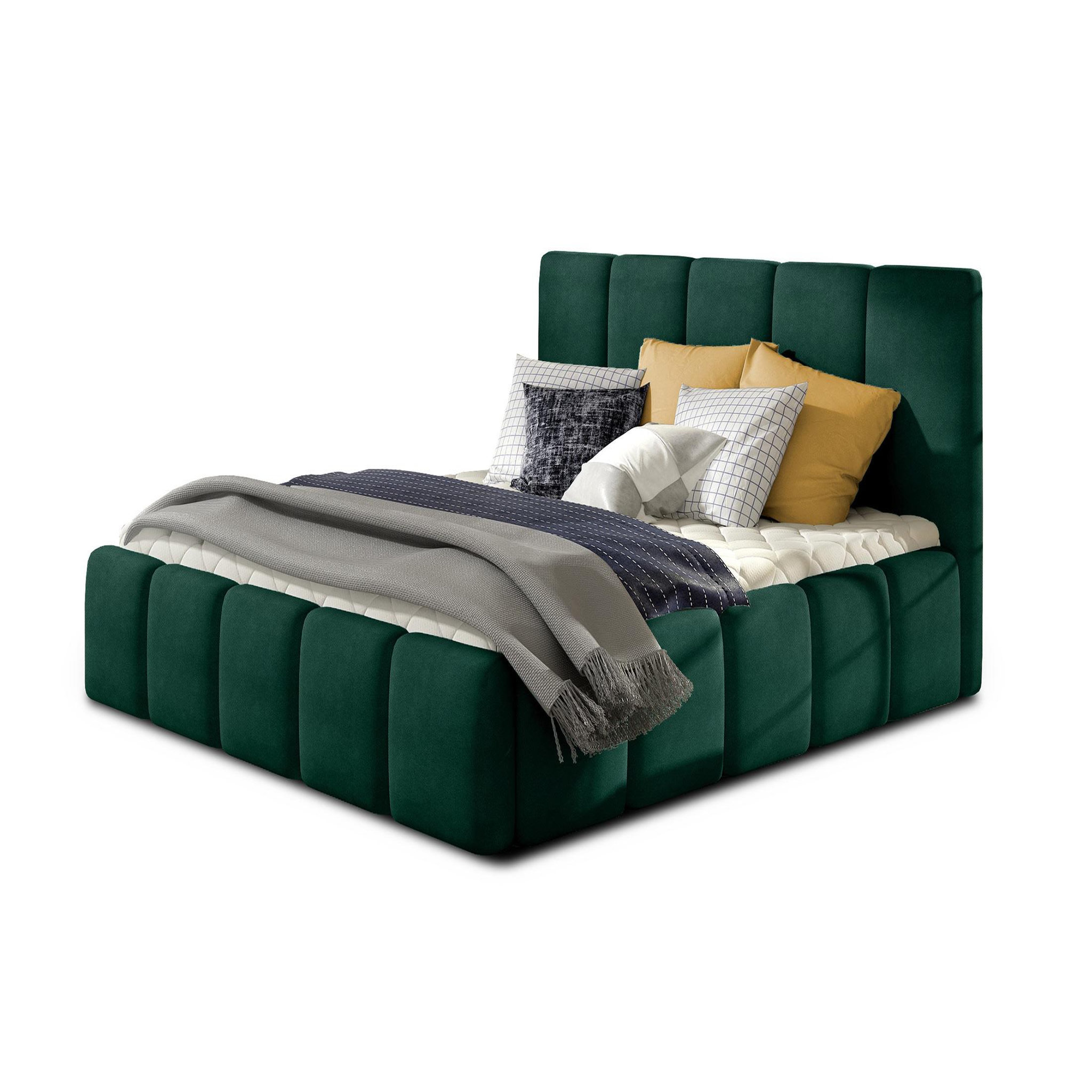 Voir la diapositive 1 : BEST MOBILIER Lucea - lit coffre - 140x200 - sommier inclus - en velours