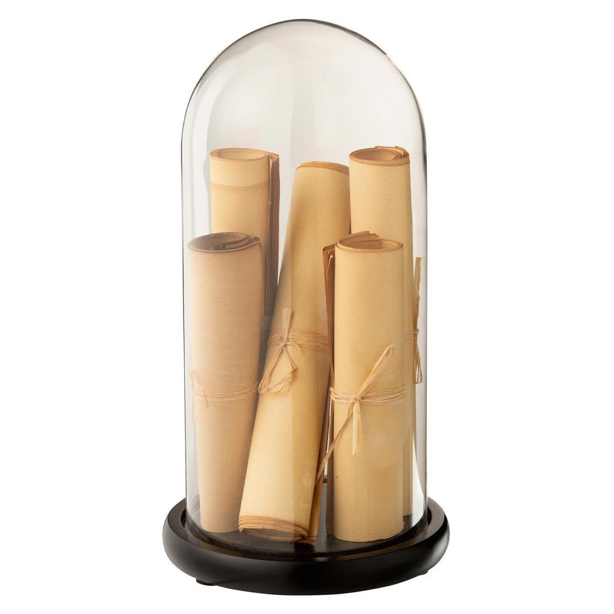J-LINE Cloche déco en verre  parchemins  31cm beige