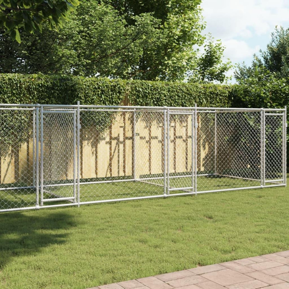 VIDAXL Cage pour chien avec portes gris 8x2x1,5 m acier galvanise