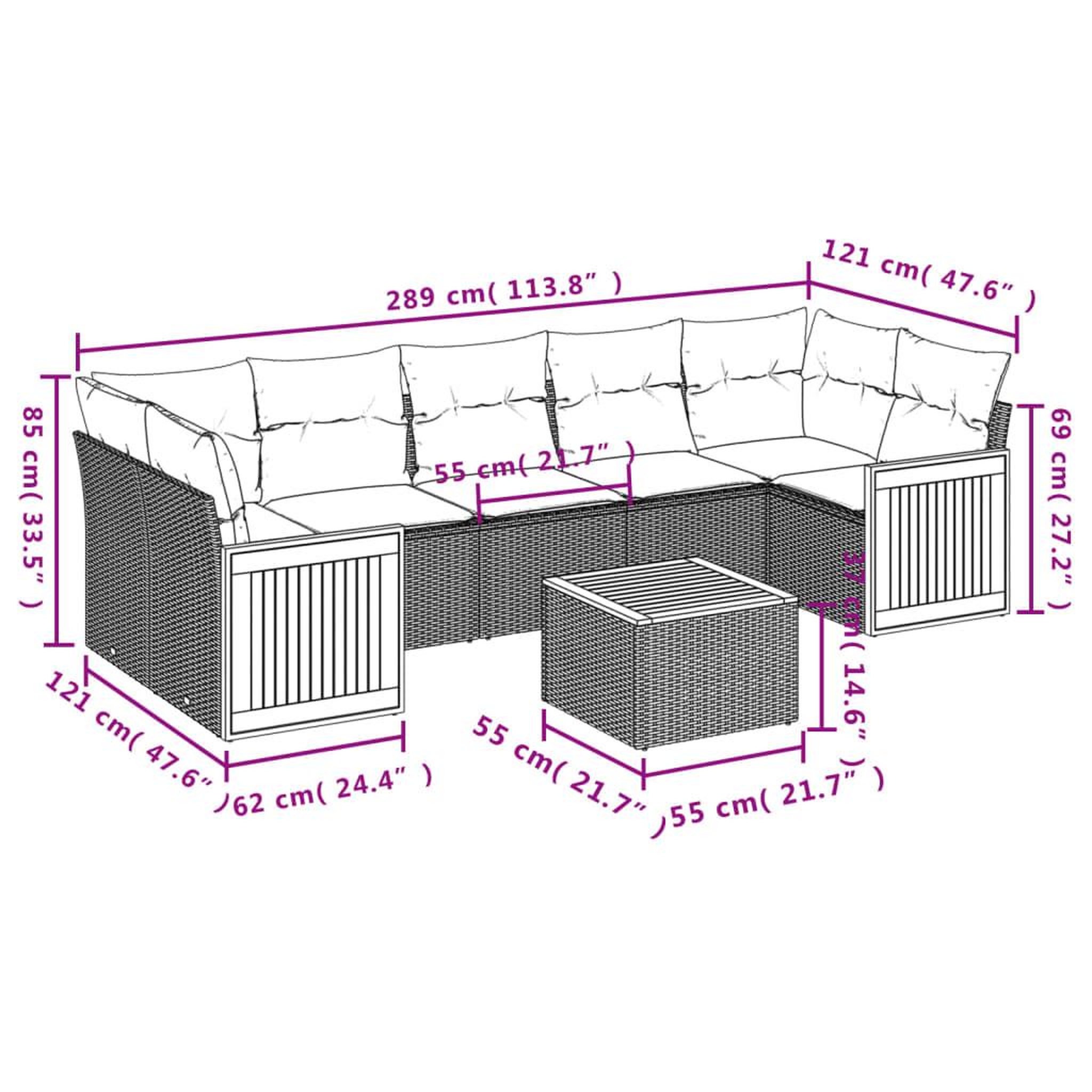 Voir la diapositive 6 : VIDAXL Salon de jardin 8 pcs avec coussins noir resine tressee