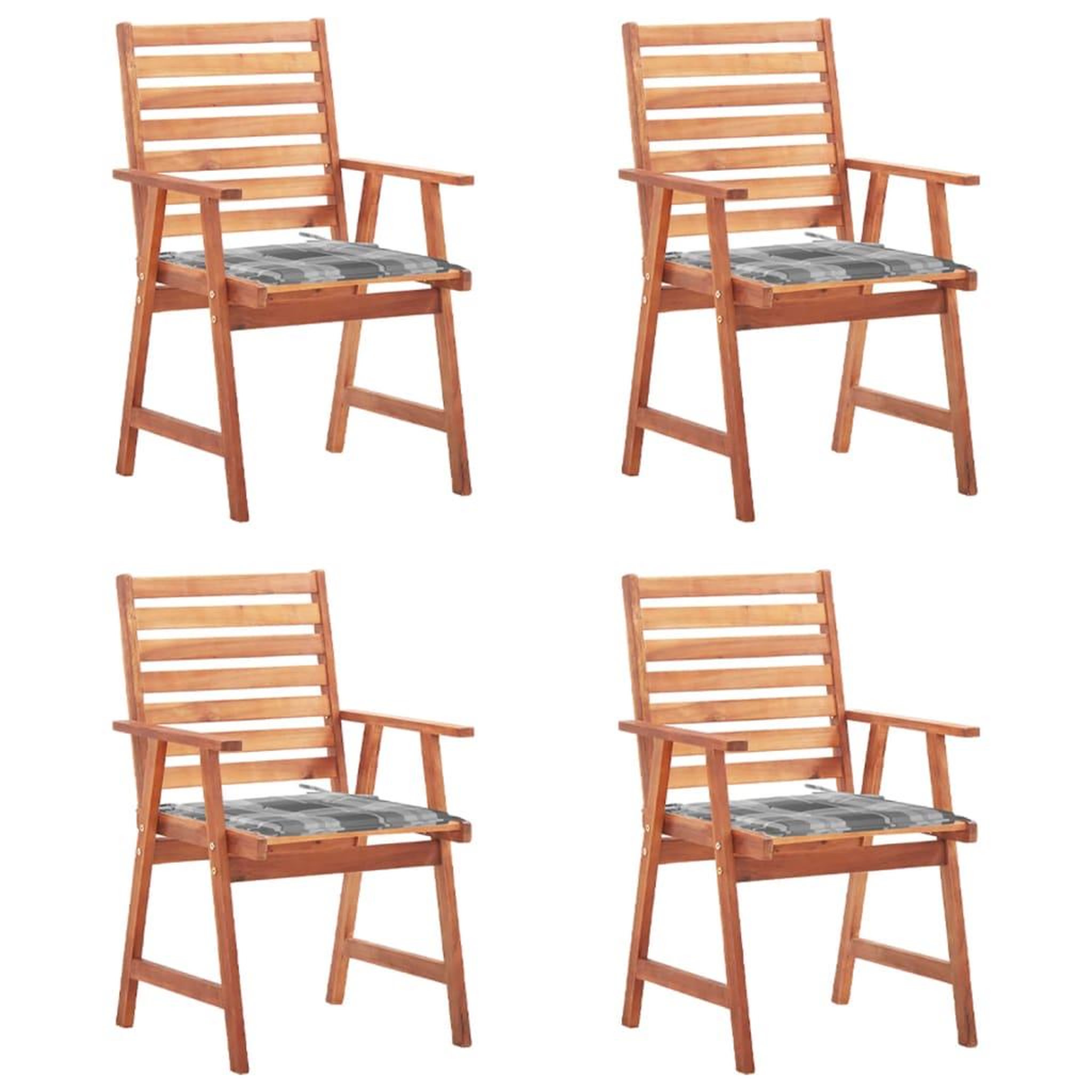 Voir la diapositive 1 : VIDAXL Chaises a manger d'exterieur lot de 4 et coussins Acacia massif