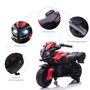 Voir la diapositive 6 : HOMCOM Moto électrique enfant 6 V 3 Km/h effet lumineux et sonore roulettes amovibles repose-pied valises latérales métal PP rouge noir