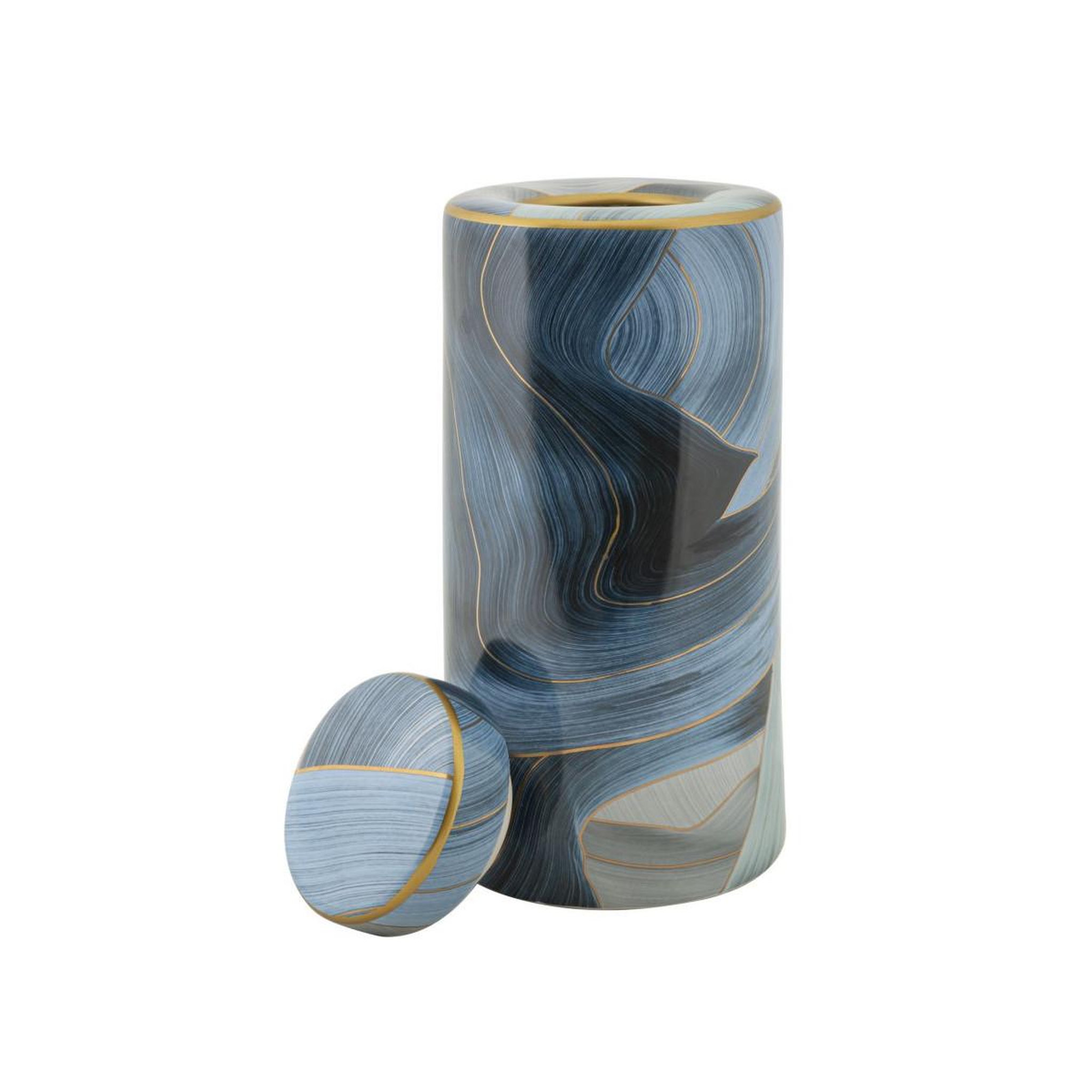 Voir la diapositive 4 : Paris Prix Vase cylindrique en céramique  elegant  34cm bleu
