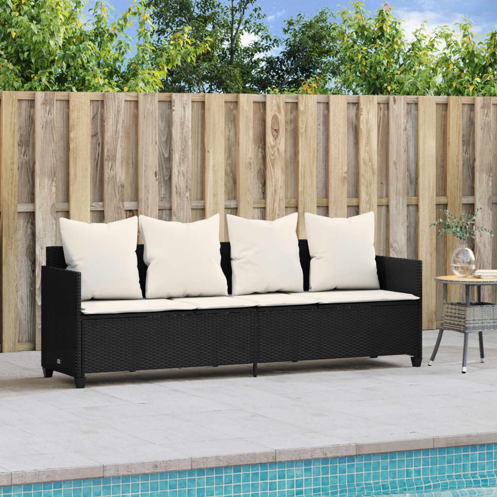 Voir la diapositive 3 : VIDAXL Chaise longue avec coussins noir resine tressee
