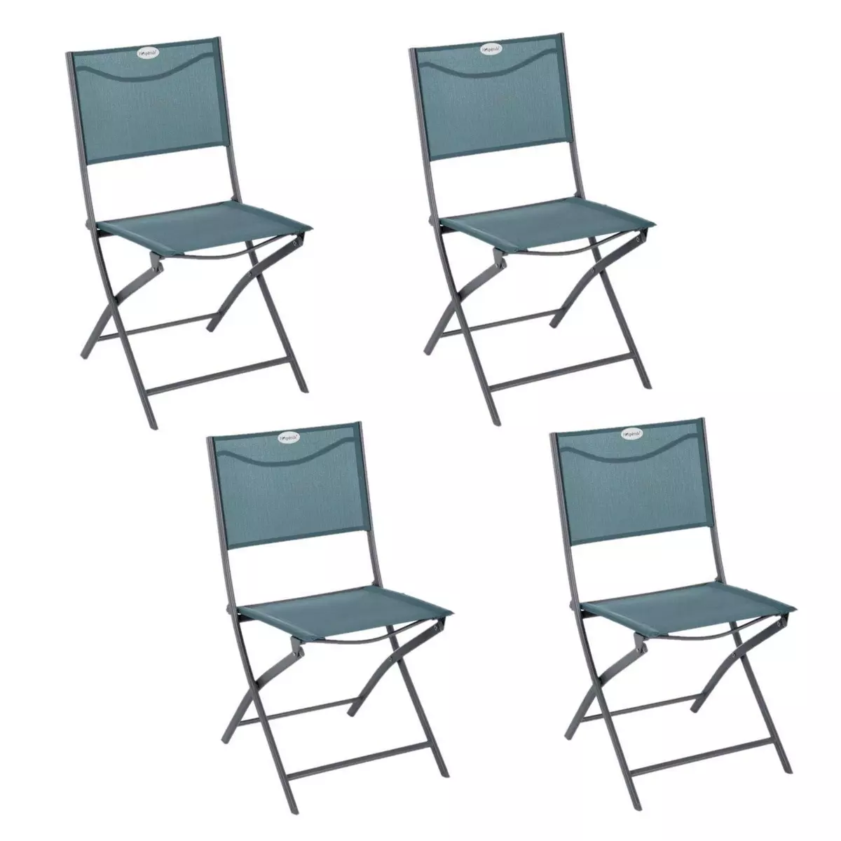 HESPERIDE Lot de 2 chaises de jardin pliable Modula - Bleu Canard et Gris Graphite
