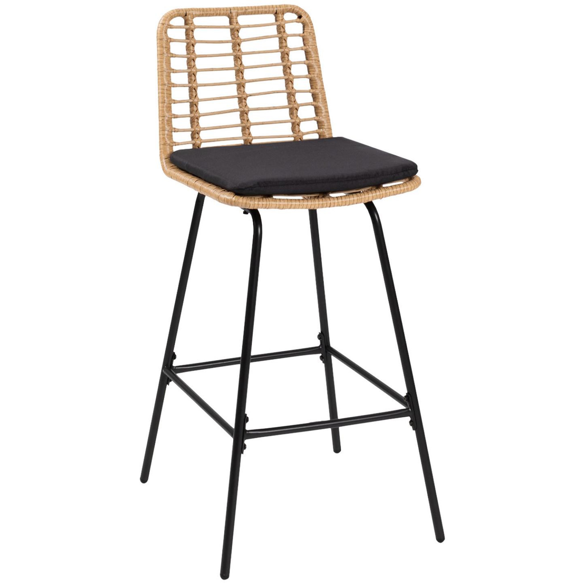 Voir la diapositive 4 : ID MARKET Lot de 4 tabourets de bar summer effet rotin pied métal noir