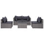 Voir la diapositive 5 : VIDAXL Salon de jardin 9 pcs avec coussins Resine tressee Gris