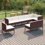 Voir la diapositive 1 : VIDAXL Salon de jardin 9 pcs avec coussins resine tressee marron