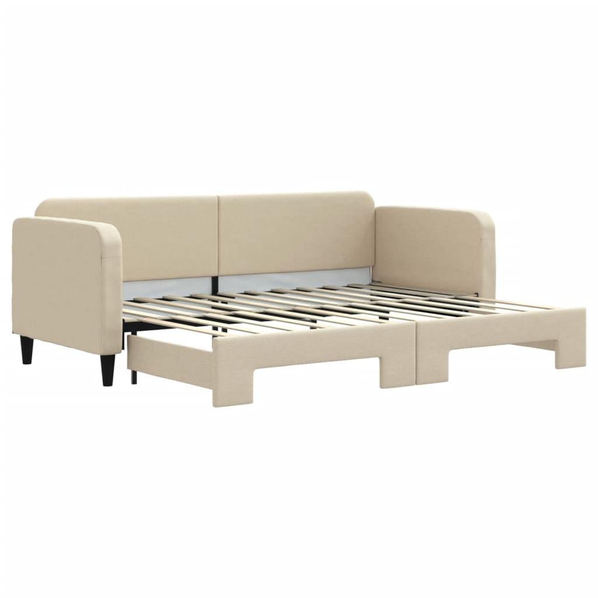 Voir la diapositive 2 : VIDAXL Lit de jour avec gigogne sans matelas creme 80x200 cm