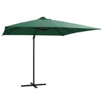 VIDAXL Parasol de jardin en porte-a-faux lumieres LED et mat en acier