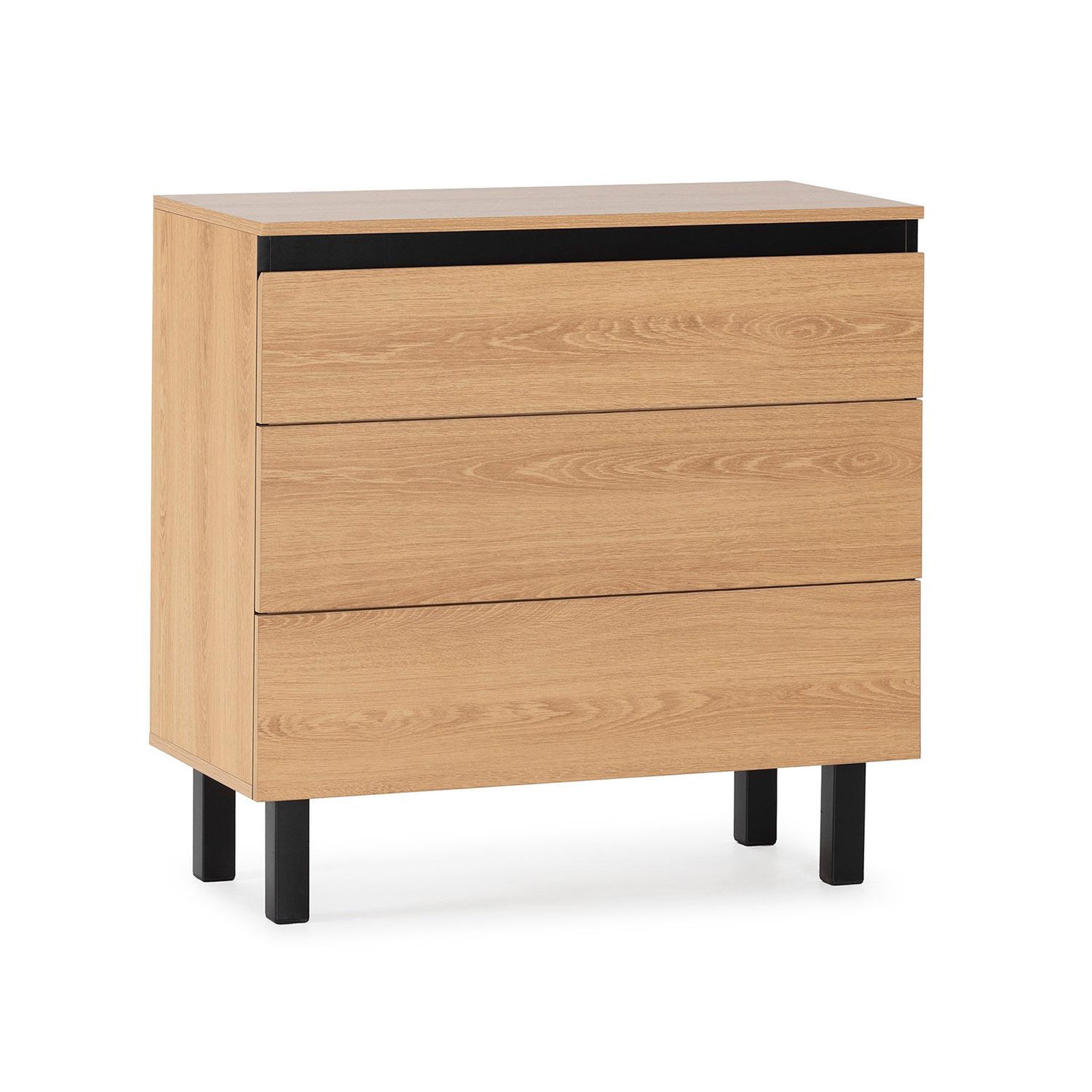 VS VENTA-STOCK Commode de nuit Molina 3 tiroirs couleur chêne