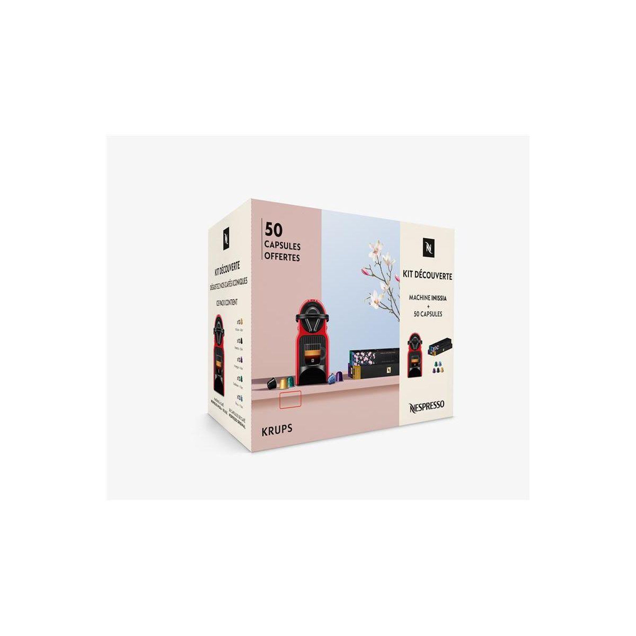 Voir la diapositive 3 : KRUPS Cafetière à dosettes machine à capsules Inissia rouge +50 caps YY5789FD