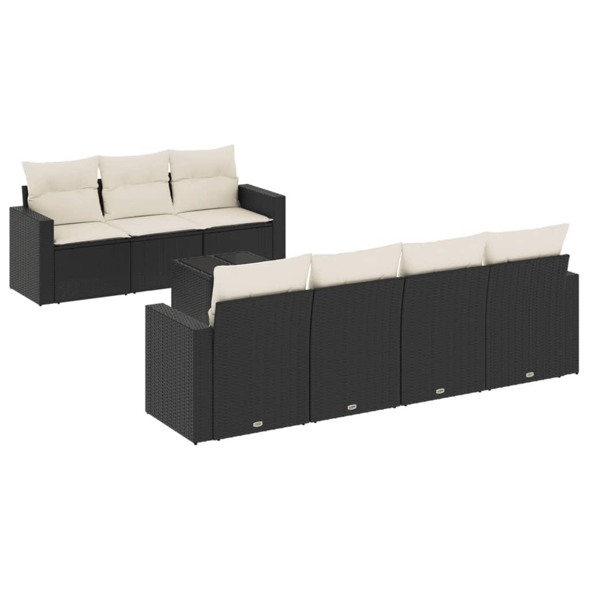 Voir la diapositive 2 : VIDAXL Salon de jardin 8 pcs avec coussins noir resine tressee