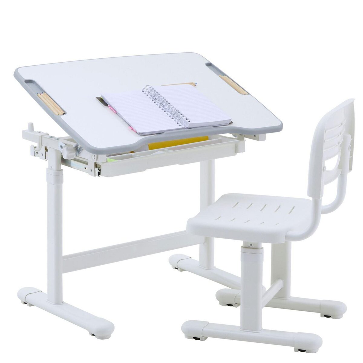 Bureau enfant écolier junior FLEXI table à dessin réglable en hauteur et  pupitre inclinable avec 1