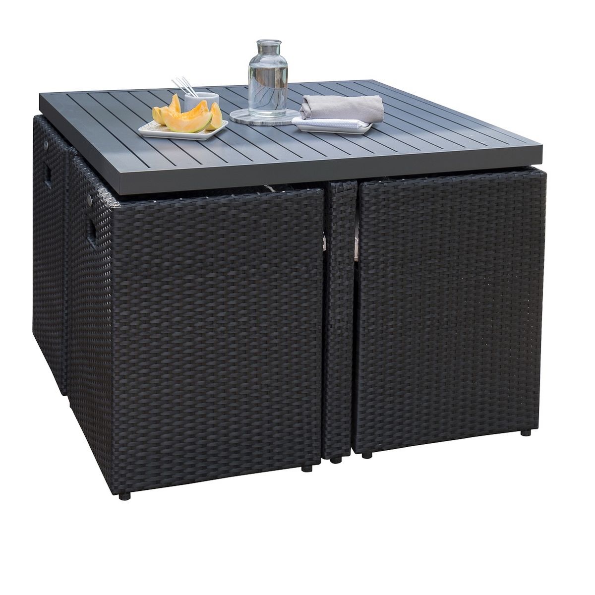 DCB GARDEN Salon de jardin 4 personnes aluminium noir MIAMI 